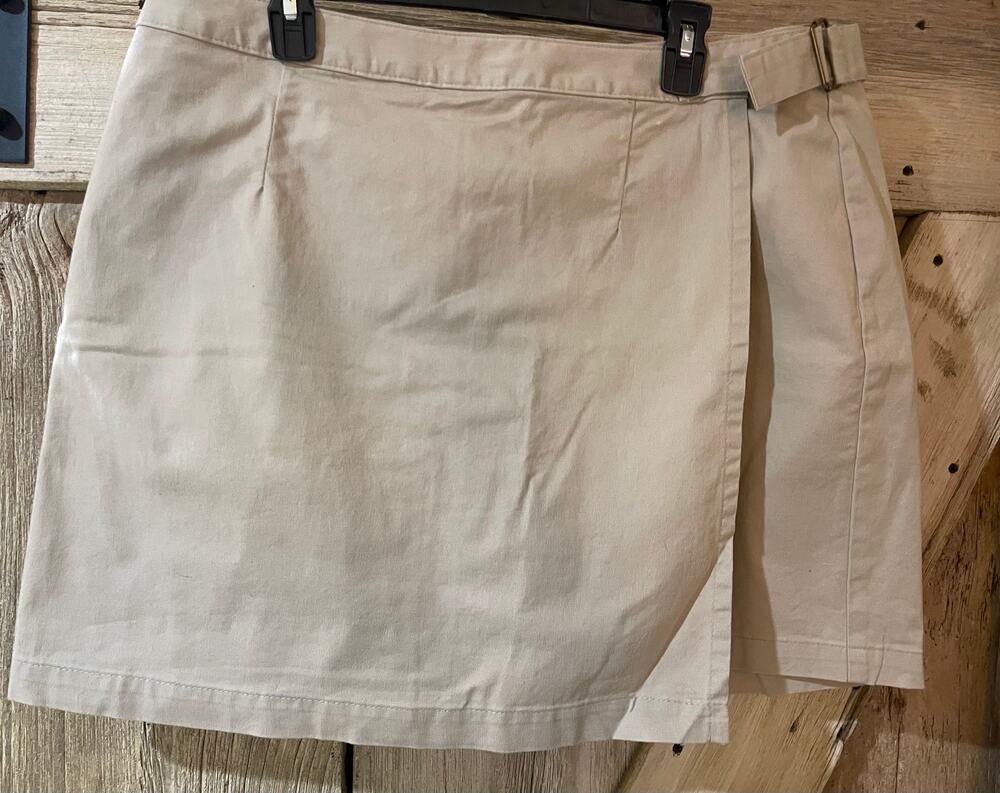Westbound Y2K Khaki Tan Mini Skort Women's Size 18 Cotton Blend Wrap Zip Casual